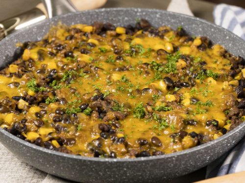 Cheesy Beef Cornbread Skillet Casserole Recipe