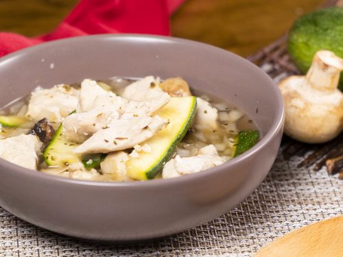 Crockpot Chicken and Zucchini Strips Recipe, chicken and zucchini in soup broth