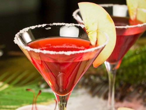 Red Apple Martini Recipe, Sweet and fruity vodka martini with apple liqueur