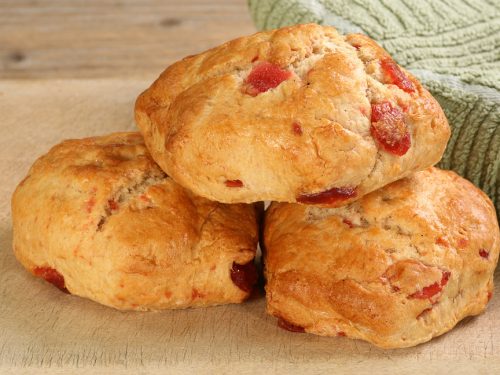 three homemade cherry scones