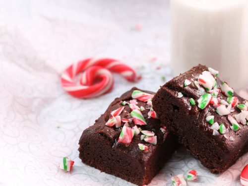 Chocolate Peppermint Brownies Recipe, easy homemade fudgy brownies for Christimas