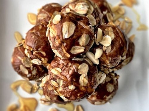 top shot of chocolate oatmeal balls