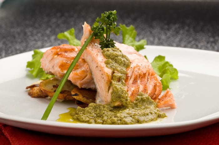 salmon with pesto