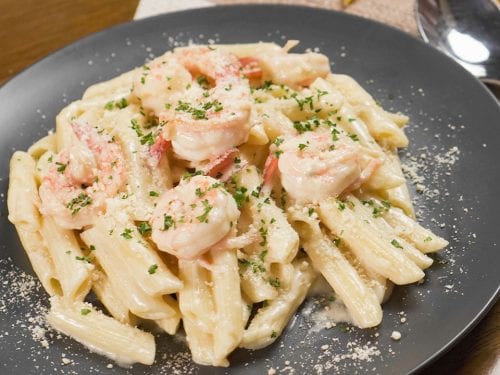 Delightful Garlic Vodka Alfredo Sauce With Shrimp Recipe, creamy penne alla vodka pasta with shrimp