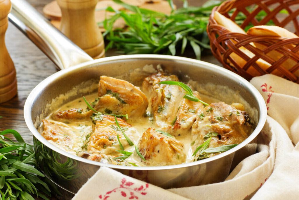 Dijon Tarragon Cream Chicken Recipe, sautéed chicken breast in creamy tarragon mustard sauce