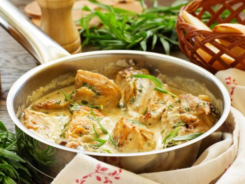 Dijon Tarragon Cream Chicken Recipe, sautéed chicken breast in creamy tarragon mustard sauce