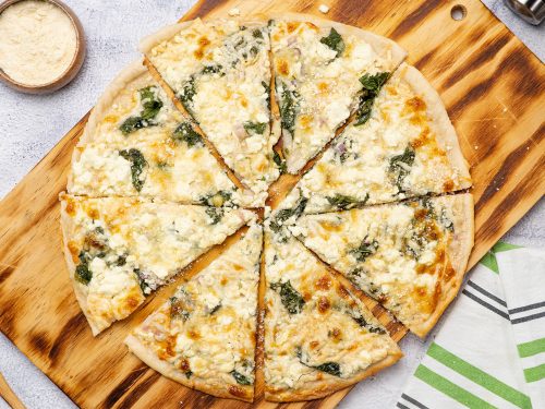 Domino's Spinach and Feta Pizza Recipe, homemade spinach feta cheese pizza, pizza with feta cheese and spinach