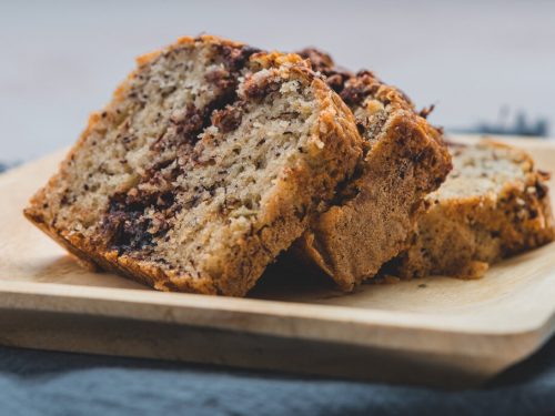 Nutella Banana Bread Recipe, marbled chocolate swirl nutella stuffed banana cake recipe