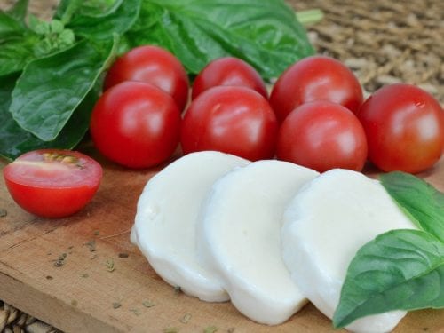 fresh mozarella with tomatoes