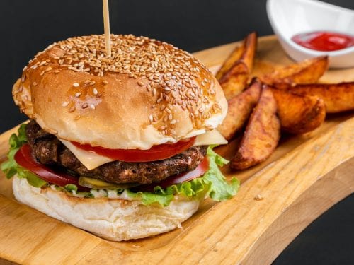 Stuffed Steak Burgers with Roquefort Cheese and Russian Dressing