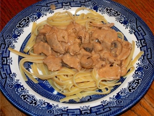 delicious beef and mushroom stroganoff