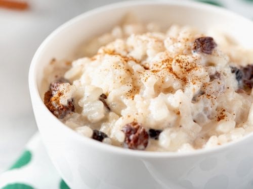 Brown Rice Raisin Pudding, baked brown rice pudding, sweetened brown rice pudding