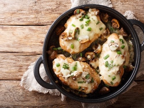 chicken with mushroom and muenster cheese