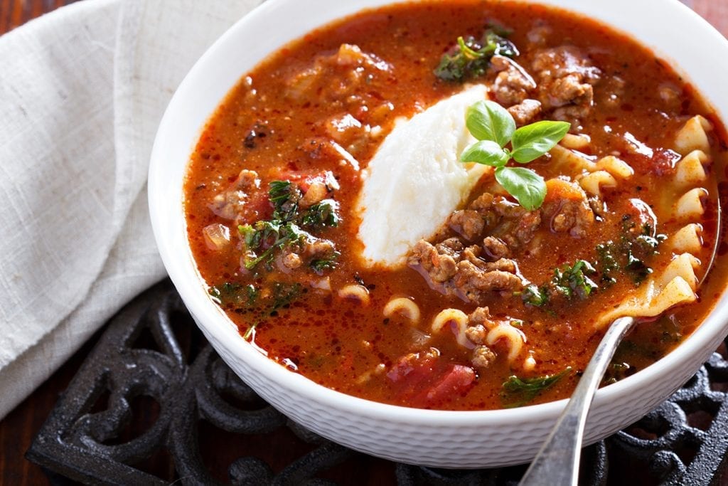 crockpot beef lasagna soup