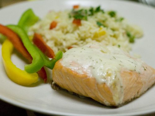 rice salmon delmonico