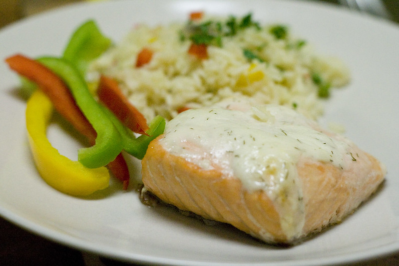 rice salmon delmonico