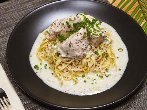 Slow-cooker Chicken Breasts with Creamy Mustard-Leek Sauce