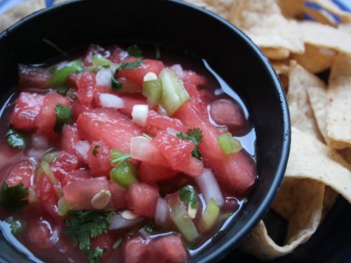 toasted jalapeno tomatillo and watermelon salsa