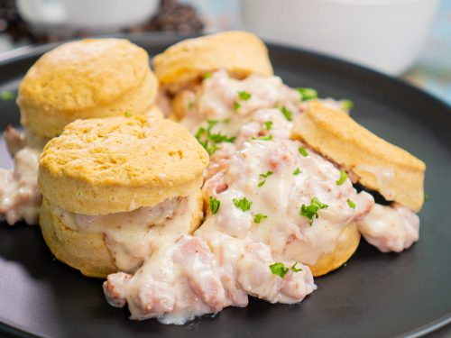 Copycat Bob Evans Spicy Sausage Gravy and Biscuits