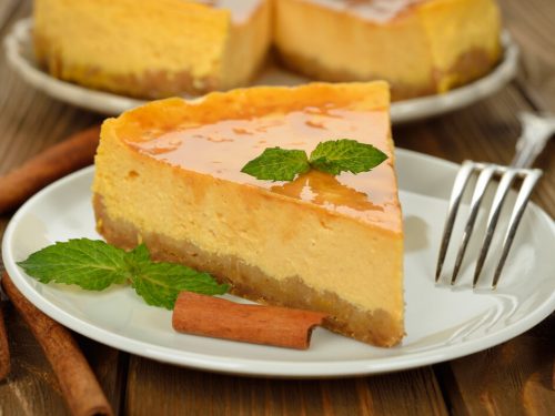 No Bake Sweet Potato Cheesecake Recipe, no bake homemade sweet potato cheesecake with caramel and cream