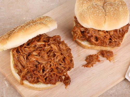 Slow Cooker Pulled Pork Sliders Recipe, shredded pork loin sandwich