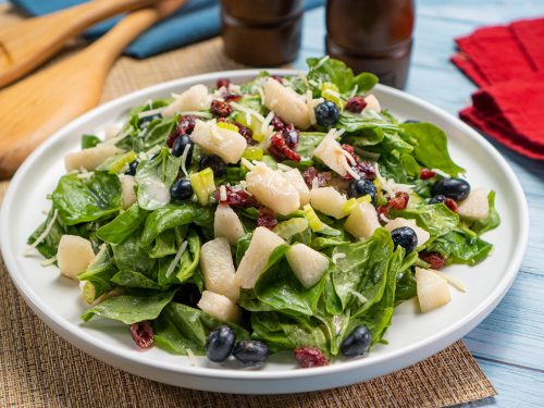 Red White and Blue Spinach Salad