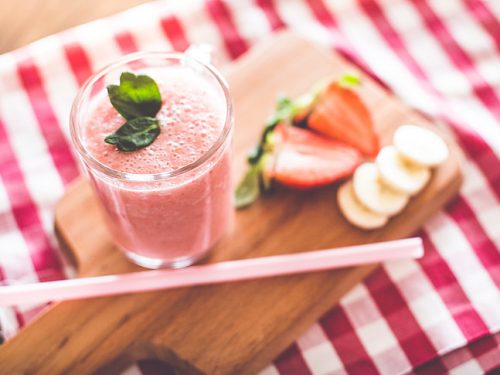 delicious banana strawberry fruit smoothie