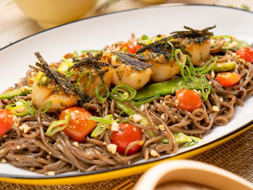 Soy Citrus Scallops with Soba Noodles