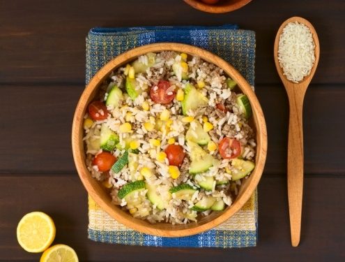 fresh cucumber and rice salad