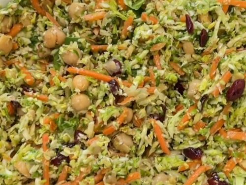 Asian Brussels Sprout Slaw with Carrots and Almonds Recipe