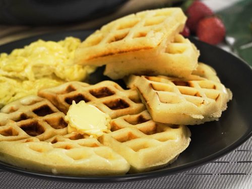 IHOP Waffles and Scrambled Eggs Recipe (Copycat), sweet and soft waffles with scrambled eggs