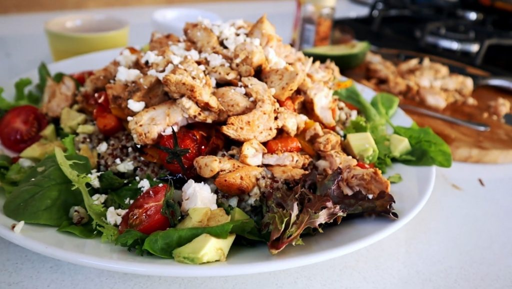 Grilled Chicken Sun Dried Tomato and Avocado Spinach Salad Recipe