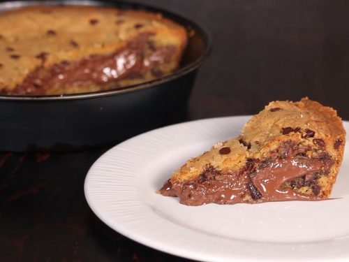 Nutella Stuffed Deep Dish Gingerbread Cookie with Browned Butter and Chocolate Chips Recipe