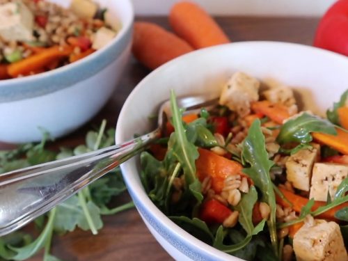 Roasted Carrots with Farro and Chickpeas Recipe