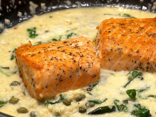 Salmon with Creamy Garlic Sauce Recipe