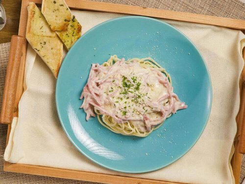 Pasta In Creamy White Sauce With Ham Recipe