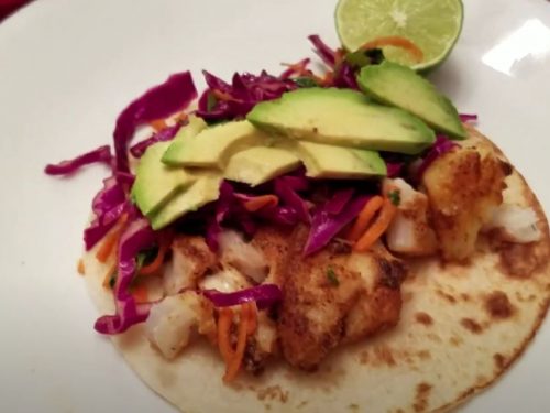 Blackened Fish Tacos with Cabbage Mango Slaw Recipe