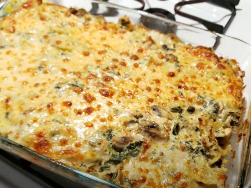 Chicken, Spinach & Almond Pasta Bake Recipe