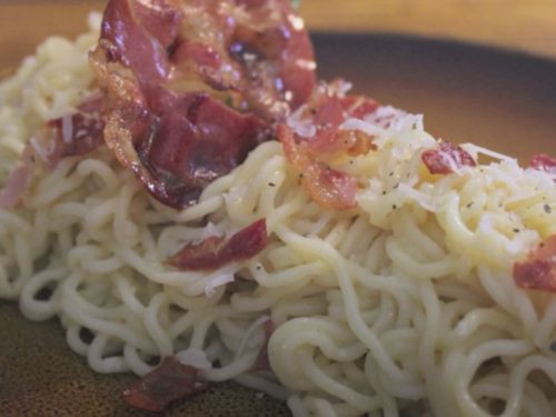 Instant Ramen Bacon Carbonara Recipe