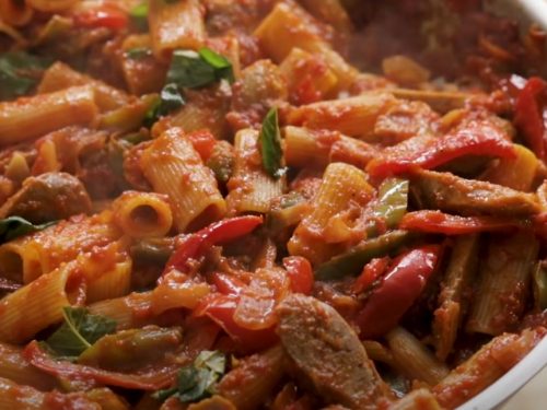 Italian Chicken Sausage, Peppers and Escarole Pasta Recipe