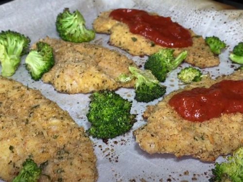 One Pan Parmesan-Crusted Chicken with Broccoli Recipe