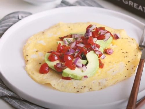 Open-Faced Omelet with Avocado and Pico de Gallo Recipe