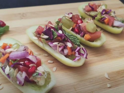 Veggie Hummus Cucumber Boats Recipe