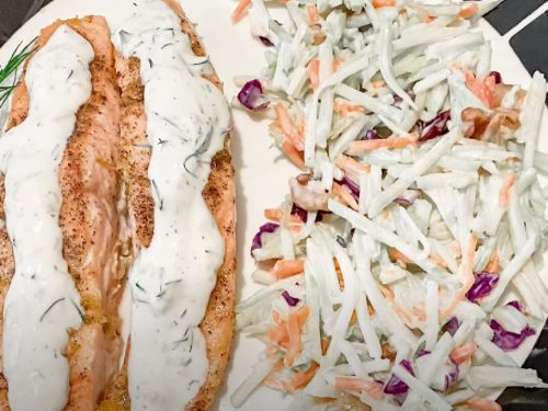 Baked Lemon Dill Salmon with Yogurt Sauce Recipe