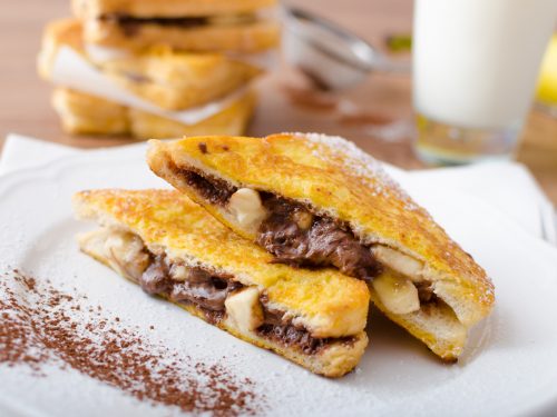 French toast stuffed with chocolate and banana