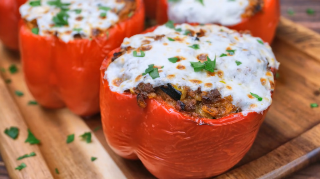 kofta-style-chicken-stuffed-peppers-with-yogurt-mint-sauce-recipe