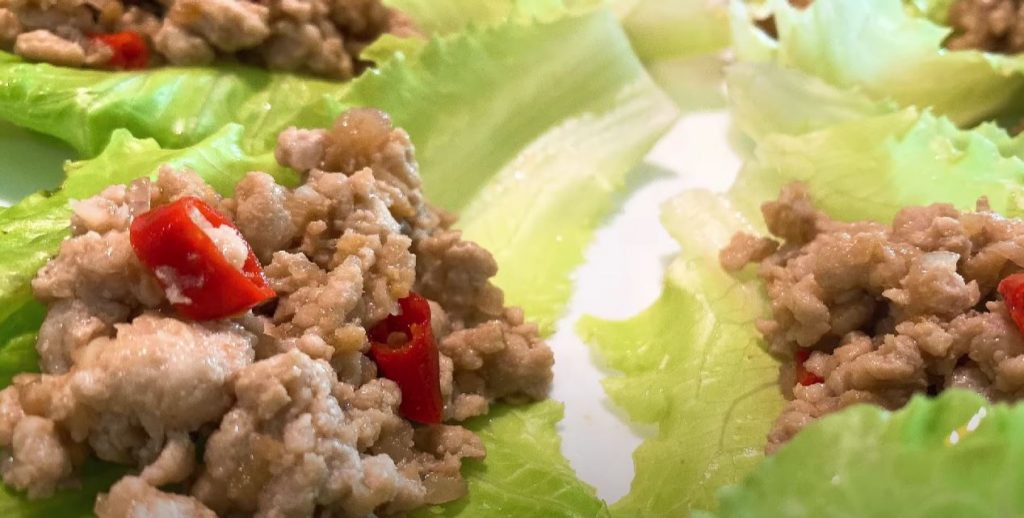 Minced Pork and Watermelon Lettuce Wraps Recipe