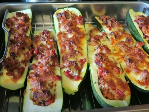 Sausage Stuffed Zucchini Boats Recipe