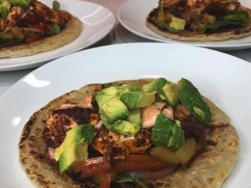 sheet-pan-salmon-and-avocado-fajitas-recipe