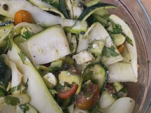 Spiralized Raw Zucchini Salad with Avocado Recipe